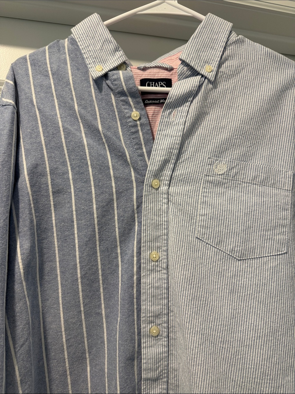 Chaps Two-Pattern Light Blue Men's Button-Down Shirt - Picture 4 of 5